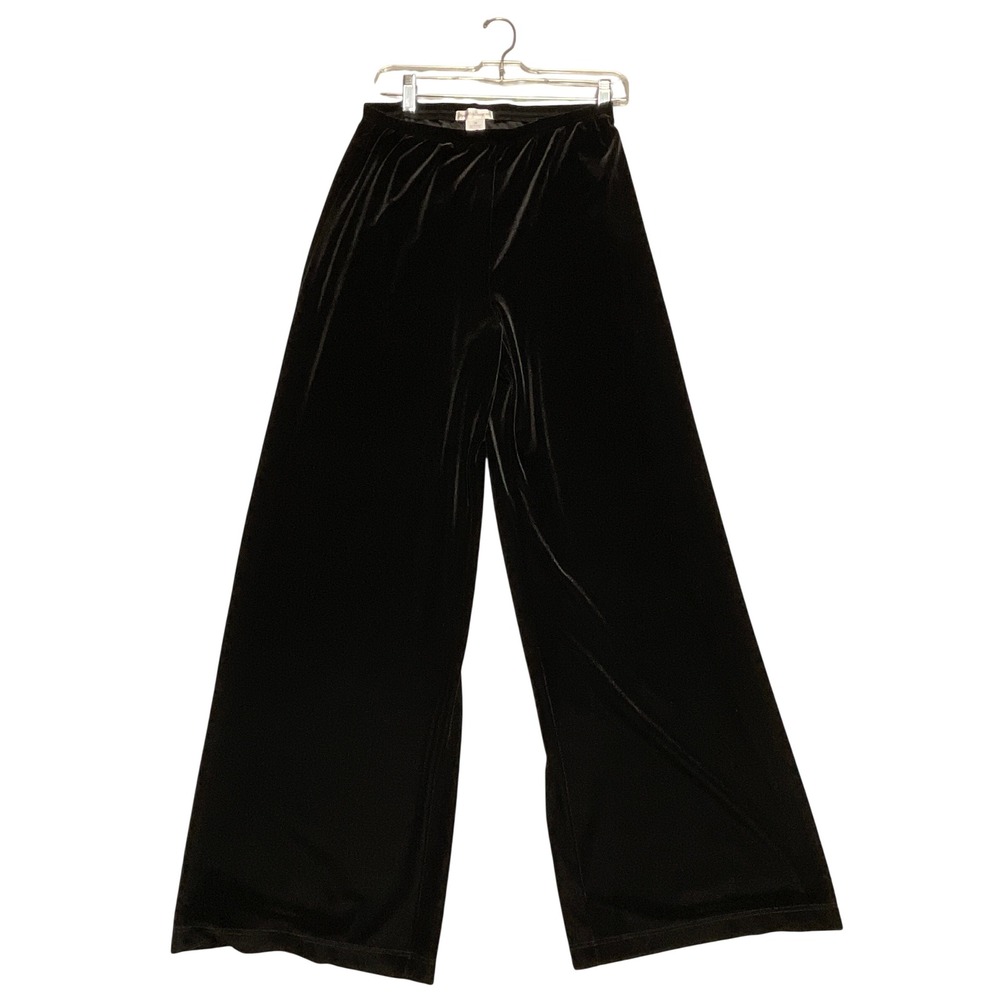 Draper's & Damon's Wide Leg Pants‎ Women Size M Black Velvet Stretch Classic